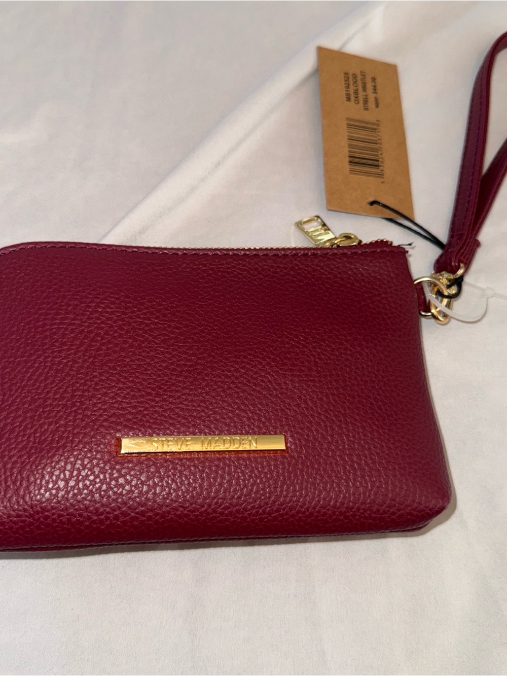 Faux Leather Wristlet Clutch - Burgundy
